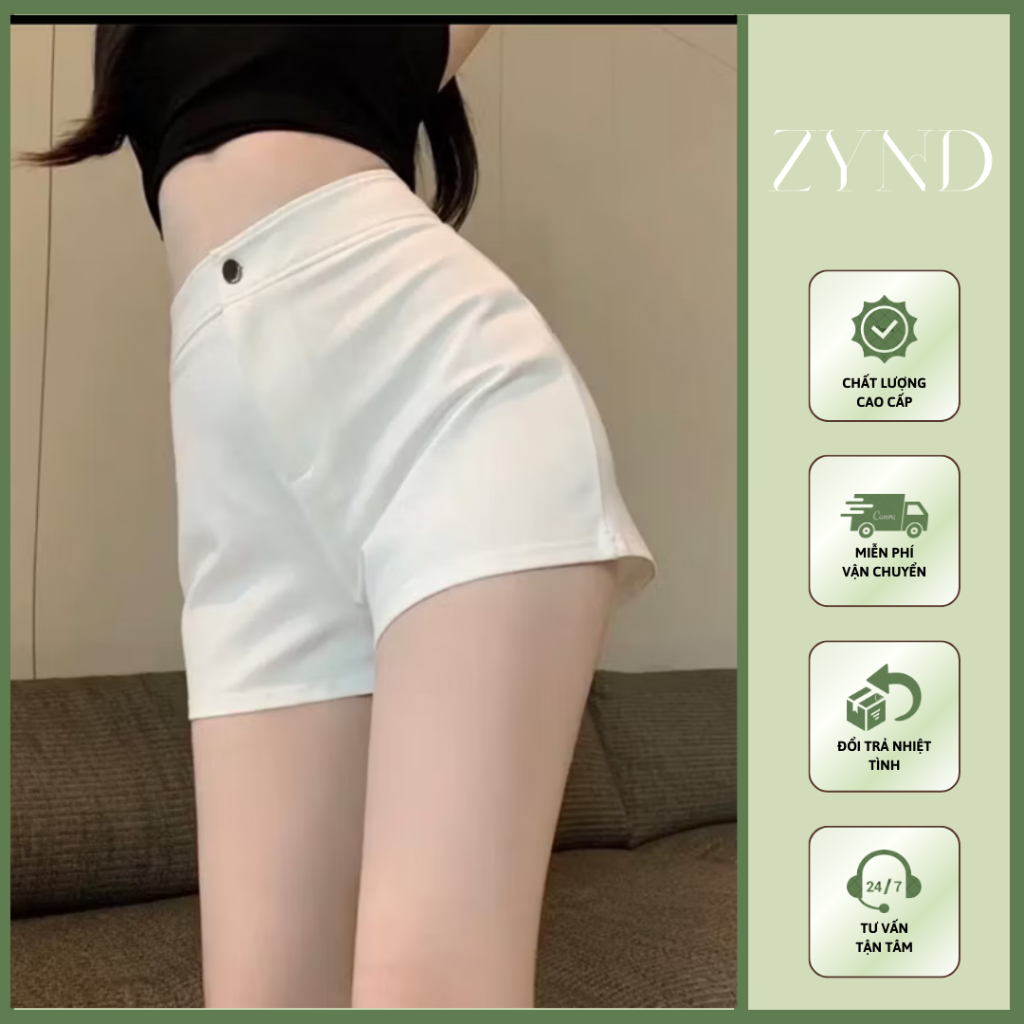 Quần short nữ cạp cao có khuy, quần đùi lưng cao chất liệu umi mềm mịn AT-M628_ ZynD Clothing