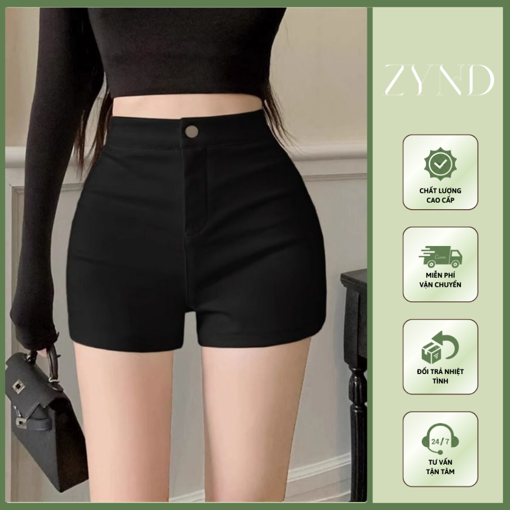 Quần short nữ cạp cao có khuy, quần đùi lưng cao chất liệu umi mềm mịn AT-M628_ ZynD Clothing