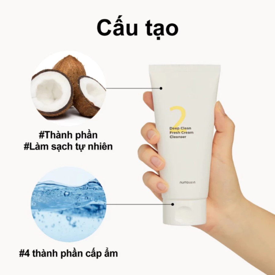 Ảnh Numbuzin No.2 Deep Clean Fresh Cream Cleanser – Kiểm Soát Dầu, Se Khít Lỗ Chân Lông (120ml) 4