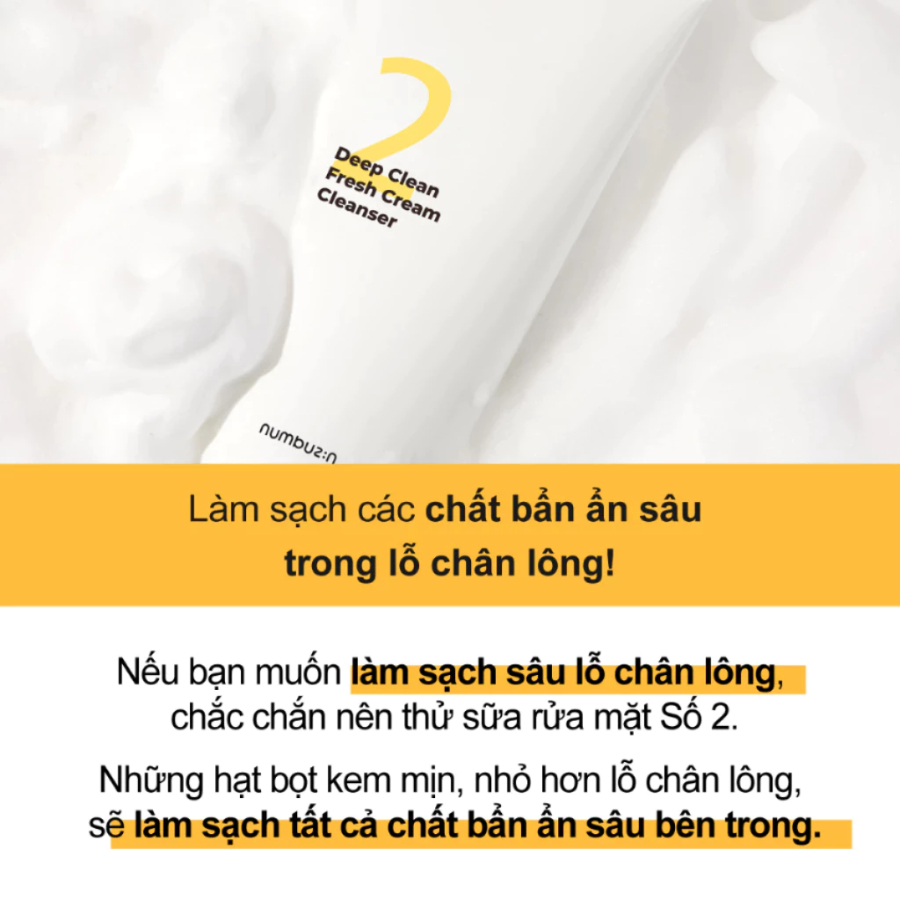 Ảnh Numbuzin No.2 Deep Clean Fresh Cream Cleanser – Kiểm Soát Dầu, Se Khít Lỗ Chân Lông (120ml) 3