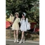 Set Áo Babydoll Kẻ Cúc Bọc Cổ Pha Ren Tay Dài 2 Màu Mix Chân Váy Trắng Phối Ren Boi Hoadanbistore