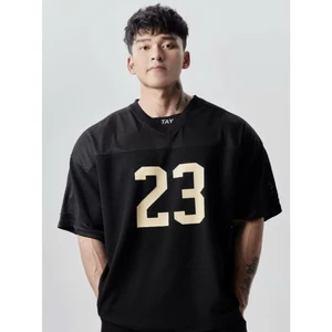 Áo thun Stee Cổ tim 23 TAY Cao thảnh chữ thêu IBENCLOTHINGI Unisex Menwear Cotton lưới