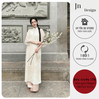 Áo dài cách tân 4 tà chất liệu lụa bóng phối tay tơ Oranga may bọc đường may - JNN Store J85