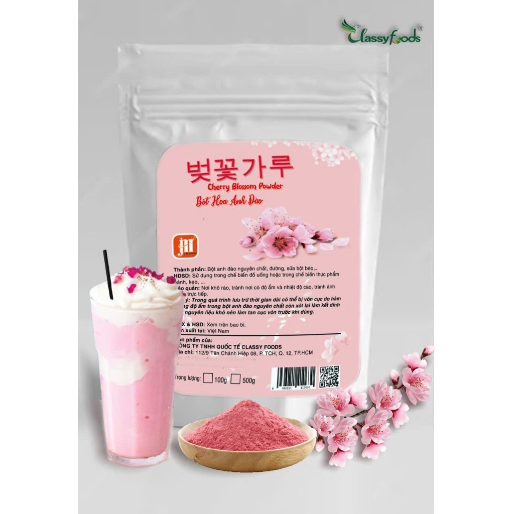 Bột Hoa Anh Đào 100g dùng làm Trà sữa Đá xay Bánh Mousse Sakura-PL231