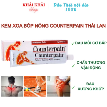[120gr Đỏ] Dầu xoa bóp Counterpain nóng - giảm đau nhức, bong gân, tê tay chân, Kem xoa bóp giảm đau Thái Lan