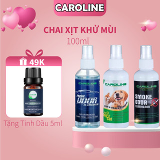 Xịt khử mùi khói thuốc lá CAROLINE 100ml - Sát khuẩn và đem lại mùi hương dễ chịu