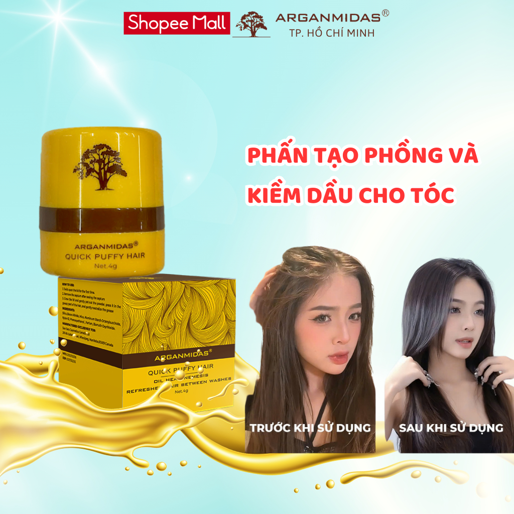 Ảnh Phấn kiềm dầu tạo phồng chân tóc Arganmidas, phấn gội khô giúp tóc bồng bềnh 2