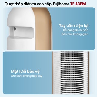 Quạt tháp cao cấp Fujihome TF-13 nhỏ gọn - Tiết kiệm không gian - Có tay cầm - góc quay rộng
