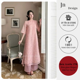 Áo dài cách tân nữ 4 tà thiết kế thêu hoa hồng chất liệu vải tơ mềm mại -Jn Design J91