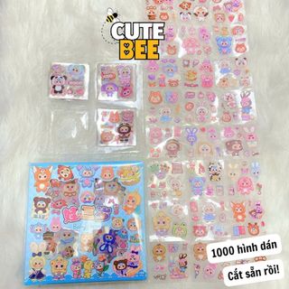 (Hỏa tốc Hà Nội) Hộp 96 tấm sticker BABY THREE chủ đề Thỏ thị trấn, Macaron, Tây Du Ký, 400%, 1000%