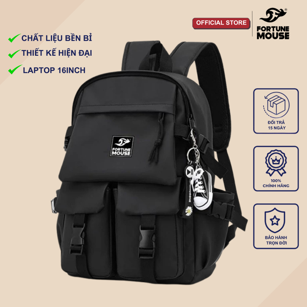 Balo laptop Fortune Mouse Ulazzang Hàn Quốc Sành Điệu – B188