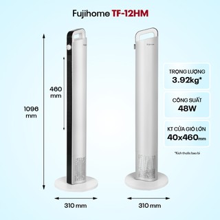 Quạt tháp cao cấp FUJIHOME TF-12HM điều khiển cơ bền bỉ - Tay cầm tiện lợi - Vận hành êm ái