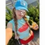 Áo thun croptop cộc tay màu xanh biển hoạ tiết miếng bưởi màu đỏ đáng yêu ABBT042 - Tiktik
