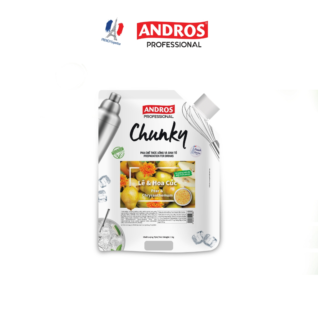 Ảnh Mứt Pha Chế Lê & Hoa cúc - Có miếng trái cây thật - Nguyên liệu pha chế - ANDROS CHUNKY - 1kg 3