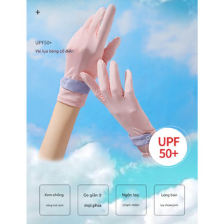 Găng Tay Chống Nắng Phối 2 Màu Cao Cấp Chất Lụa Băng Mát Lạnh Chống Tia UV UPF50+ Libi House