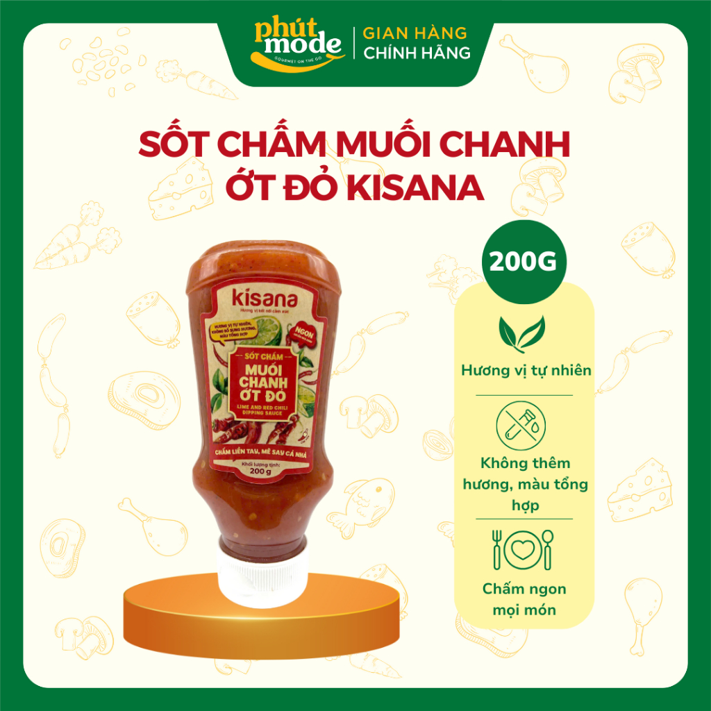 Sốt chấm muối chanh ớt đỏ Kisana 200g - Sốt chấm đa dạng ngon thượng hạng chuẩn vị nhà hàng
