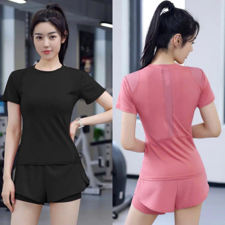 Bộ tập gym yoga aerobic nữ đồ chạy bộ quần 2 lớp chống lộ set tập chạy set tập pickleball đẹp co giãn Ng03