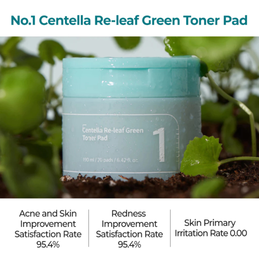 Ảnh Toner Pad Rau Má Numbuzin No.1 Centella Re-leaf Green – Thanh Lọc Làm Dịu Da, Giảm Mụn, Kiểm Soát Dầu, (190ml/70 Miếng) 3