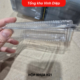 .Combo 100 hộp nhựa H21 hình chữ nhật nhỏ dùng 1 lần đựng bánh đồ ăn