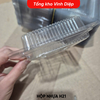 .Combo 100 hộp nhựa H21 hình chữ nhật nhỏ dùng 1 lần đựng bánh đồ ăn