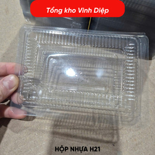 .Combo 100 hộp nhựa H21 hình chữ nhật nhỏ dùng 1 lần đựng bánh đồ ăn