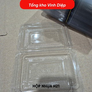 .Combo 100 hộp nhựa H21 hình chữ nhật nhỏ dùng 1 lần đựng bánh đồ ăn
