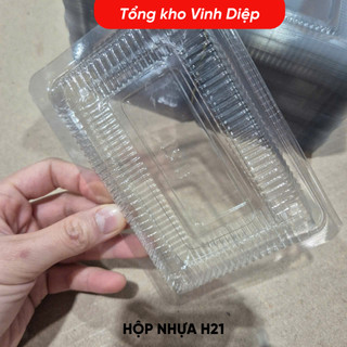.Combo 100 hộp nhựa H21 hình chữ nhật nhỏ dùng 1 lần đựng bánh đồ ăn