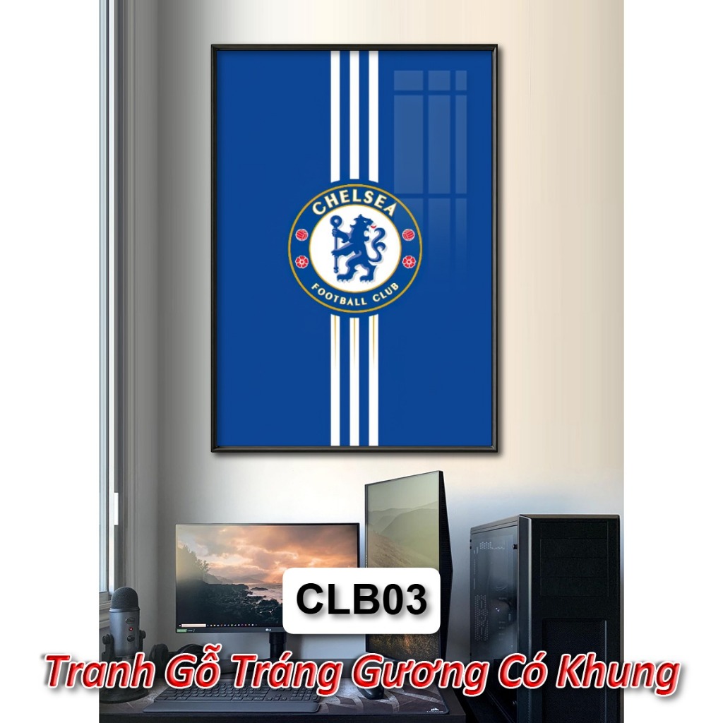 Tranh Logo Câu Lạc Bộ Đội Bóng Của Tôi - Tranh Gỗ Treo Tường Tráng Gương Khung Composite Decor Nhà