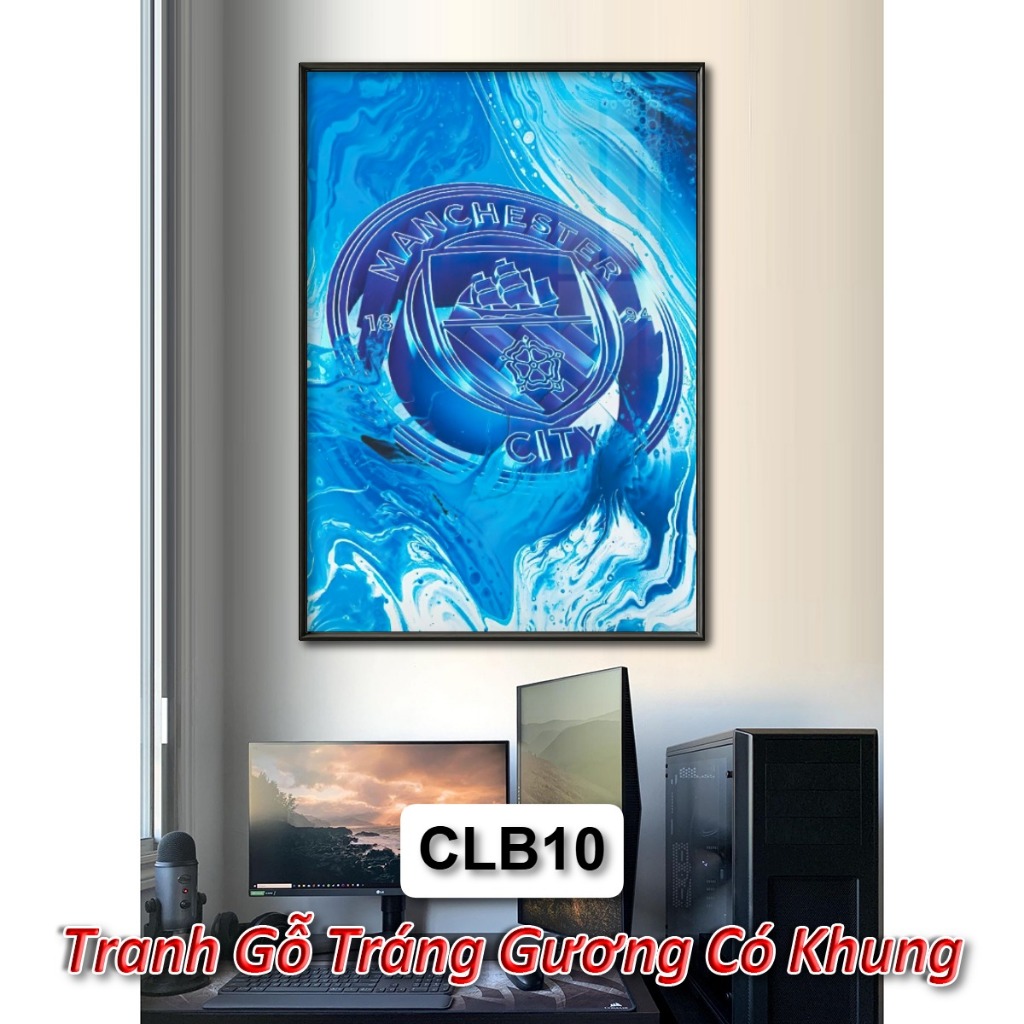 Tranh Logo Câu Lạc Bộ Đội Bóng Của Tôi - Tranh Gỗ Treo Tường Tráng Gương Khung Composite Decor Nhà