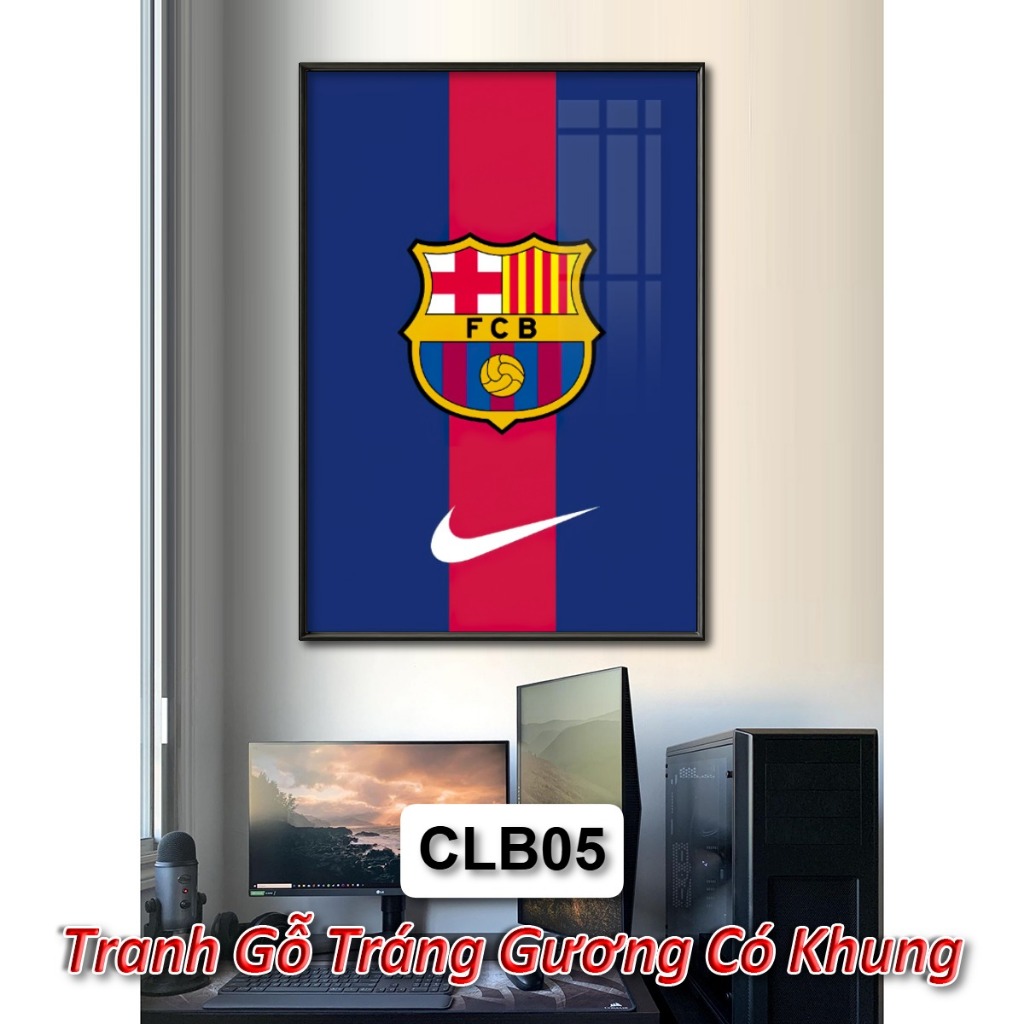 Tranh Logo Câu Lạc Bộ Đội Bóng Của Tôi - Tranh Gỗ Treo Tường Tráng Gương Khung Composite Decor Nhà