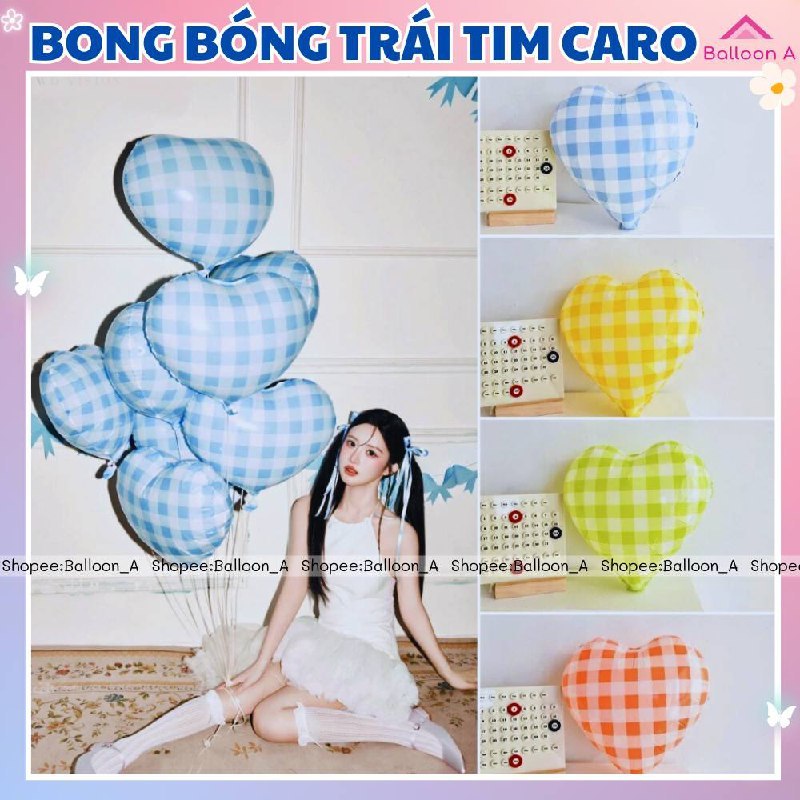 Bóng Trái Tim Màu Caro Trang Trí Sinh Nhật (Vỏ Bóng) | Shopee Việt Nam