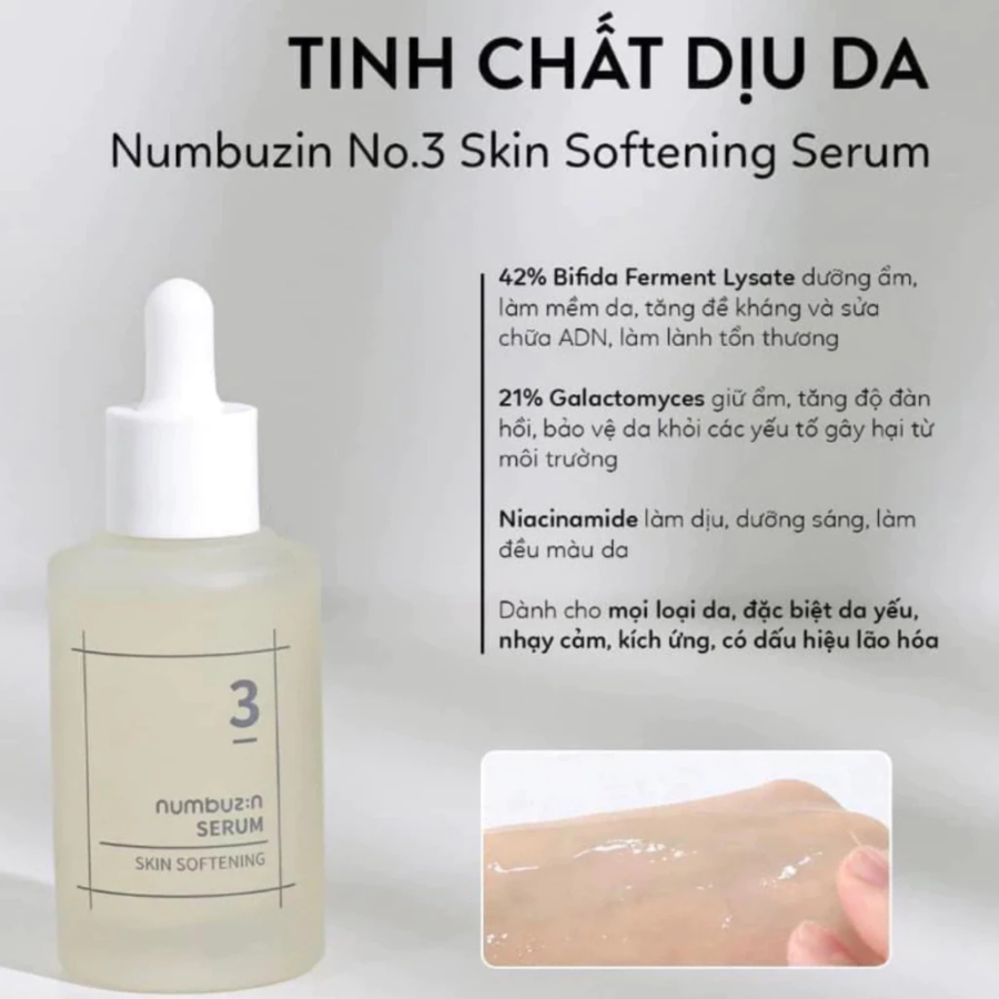 Ảnh Serum Làm Mềm Da Numbuzin No.3 – Phục Hồi Da, Cấp Ẩm Sâu, Dịu Nhẹ Cho Da Nhạy Cảm (50ml) 3