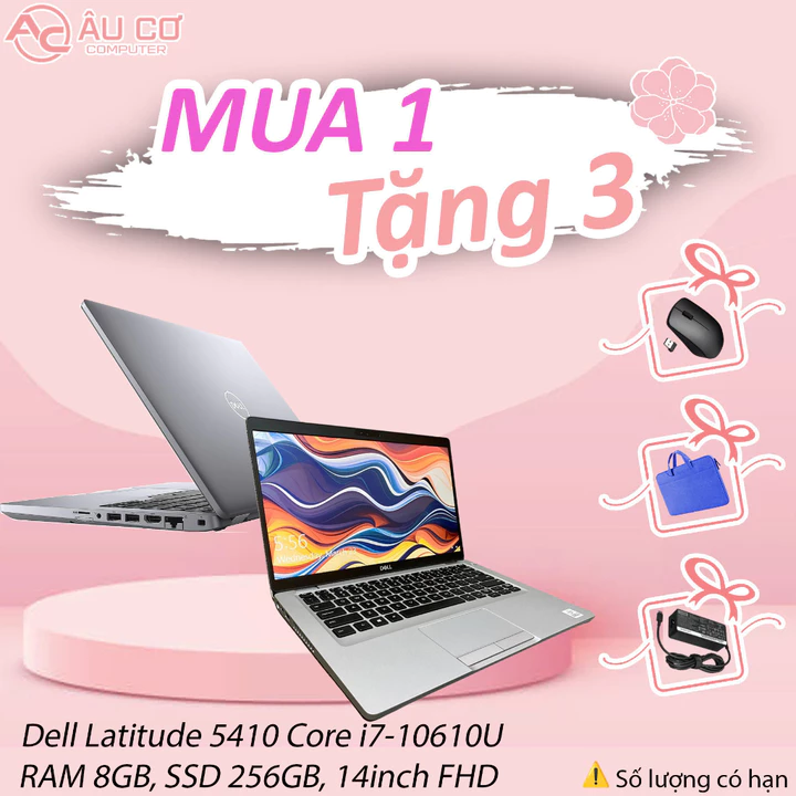 [Sale Sốc] Khuyến mãi MUA 1 TẶNG 3: Laptop Dell Latitude 5410 i7-10610U, 8GB RAM, 256GB SSD, 14 inch (2020) - Máy Cũ.