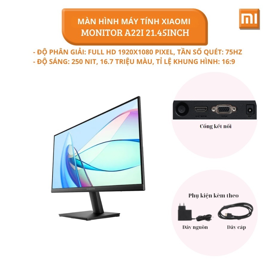 Ảnh Màn Hình Máy Tính Xiaomi Monitor A22i EU (21.45inch / 75Hz / FullHD) - Phiên Bản Quốc tế, Bảo Hành 36 Tháng 3
