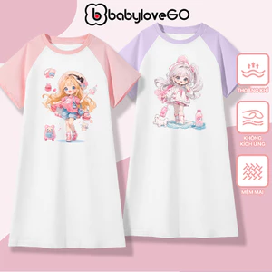 Váy mùa hè bé gái BabyloveGO, đầm suông cho bé gái đầm thun cotton mềm mại thoáng mát