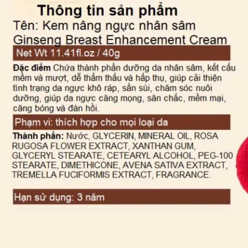 Kem Chăm Sóc Ngực, Mông OEDO 40g Nhân Sâm Giúp Mịn Màng Và Nâng To Ngực, Mông HIệu Quả