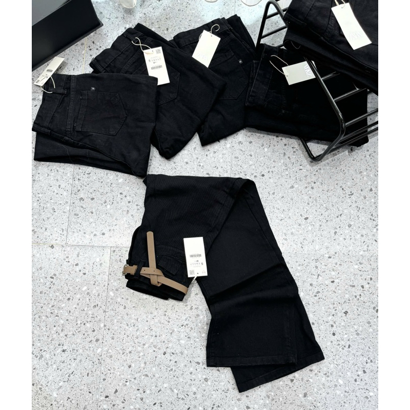 [New Hot] Quần Jeans Suông Đen Nữ Kèm Belt - Siêu Hach Dáng Kèm Ảnh Thật