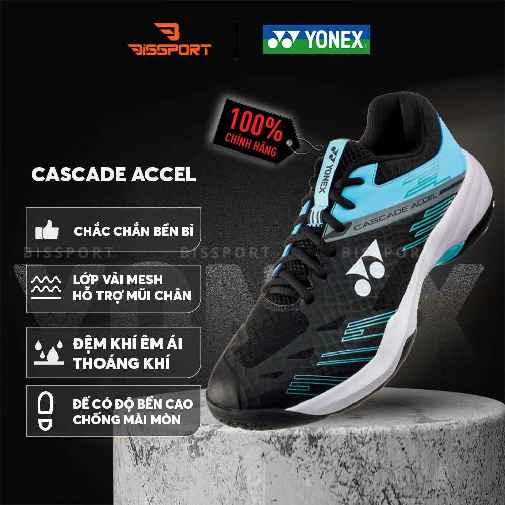 Giày Cầu Lông Yonex Cascade Accel Chính Hãng - Đen Xanh - Thiết Kế Nổi ...