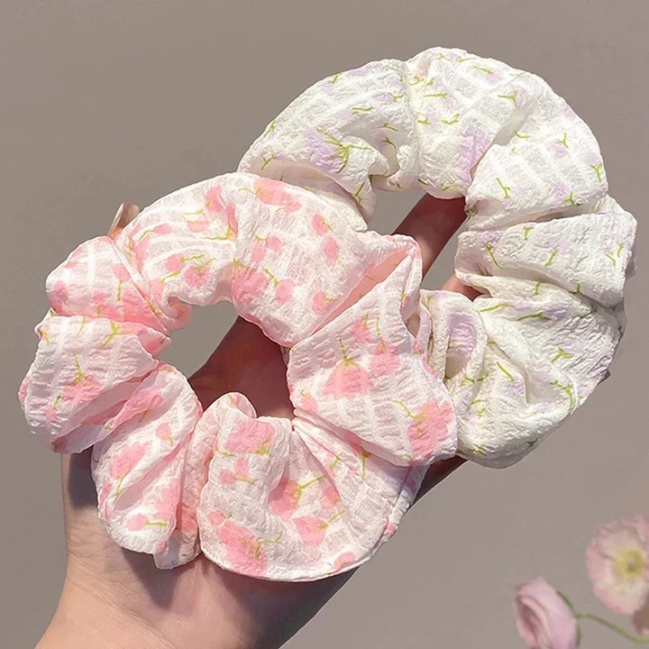 🍑RY🍑Ngọt Ngào Hoa Scrunch Buộc Tóc Bóng Dây Buộc Tóc Dây Cao Su Tóc Đàn Hồi Cao Phụ Kiện Tóc