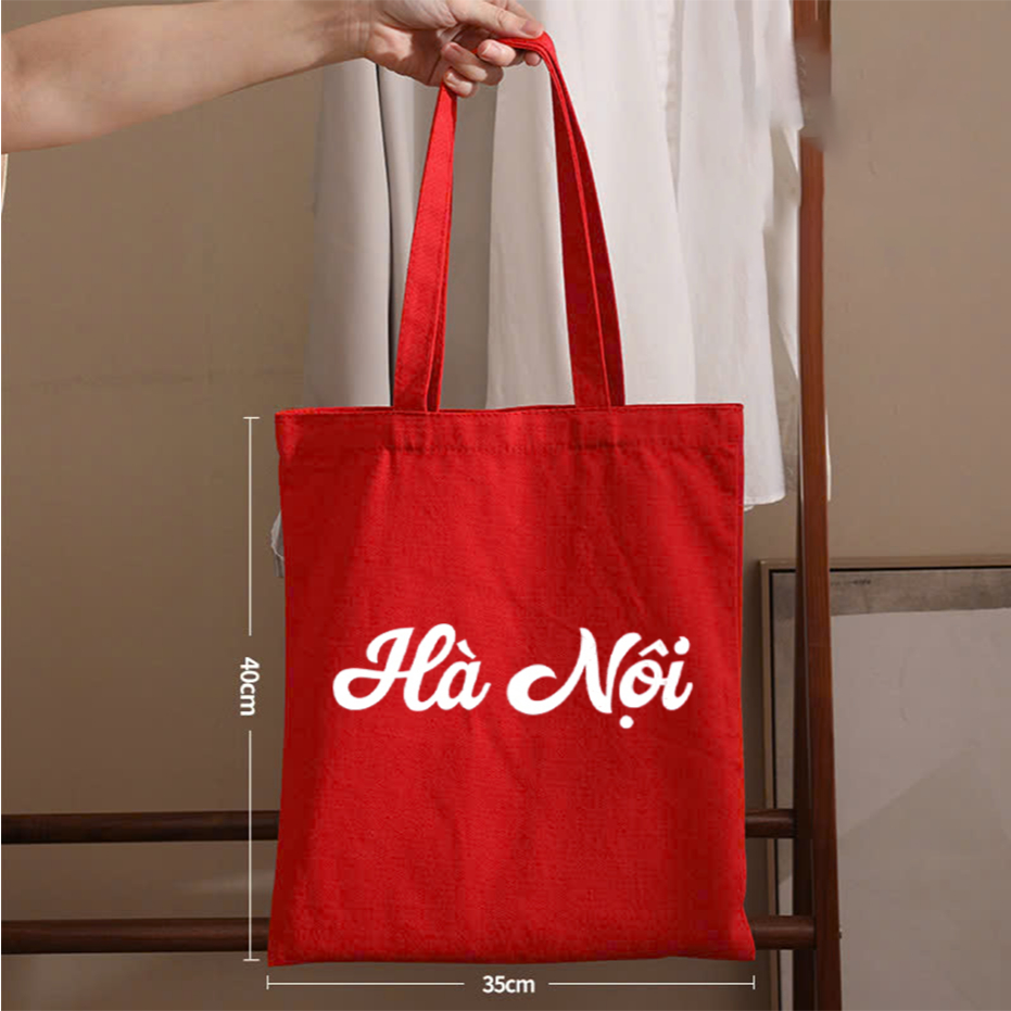 Túi vải canvas màu đỏ CÓ KHÓA KÉO 63 tỉnh Việt Nam - TÚI TOTE DU LỊCH đeo vai phong cách thời trang đựng đồ tuid02