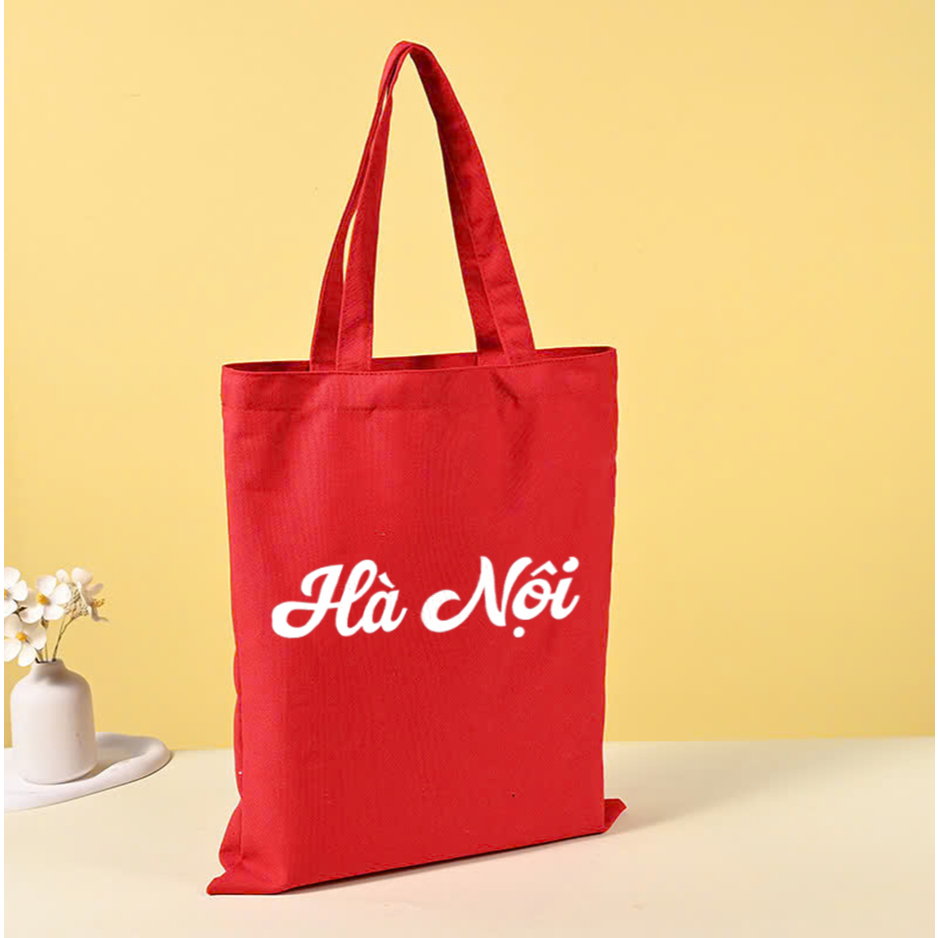 Túi vải canvas màu đỏ CÓ KHÓA KÉO 63 tỉnh Việt Nam - TÚI TOTE DU LỊCH đeo vai phong cách thời trang đựng đồ tuid02