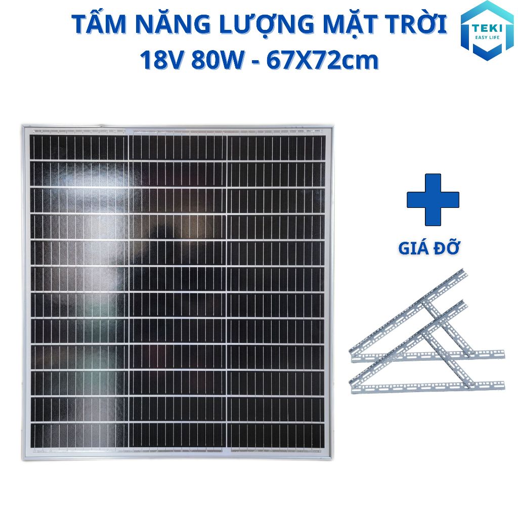 TẤM NĂNG LƯỢNG MẶT TRỜI MONO 18V 80W 67x72cm - TEKI