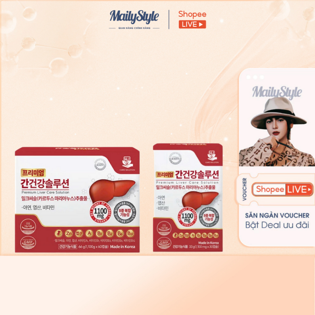 E22_[kèm quà]Combo 2 Hộp Thải Độc Gan Số 1 Hàn Quốc Milk Thistle Live Care Hỗ Trợ Loại Bỏ Độc Tố Giúp Tăng Cường Sức K