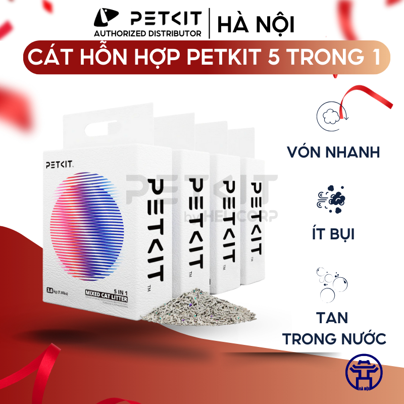 Ảnh Cát mèo Petkit cao cấp 5in1 mix đậu nành, đất sét, khử mùi, vón tốt, xả tolet 1