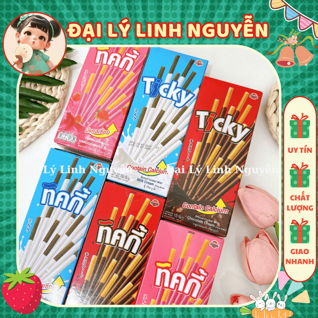[COMBO 5 HỘP] Bánh Que Ticky Socola Sữa Thái Lan (hộp 20G/ 6que), Bánh ...