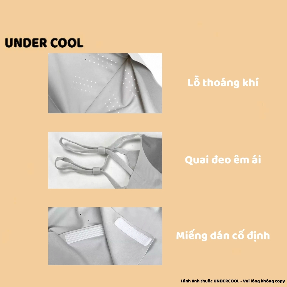 Khẩu trang chống nắng trùm cổ UNDERCOOL Chất liệu lụa băng Dài Che Cổ chống tia UV thoáng khí KT10