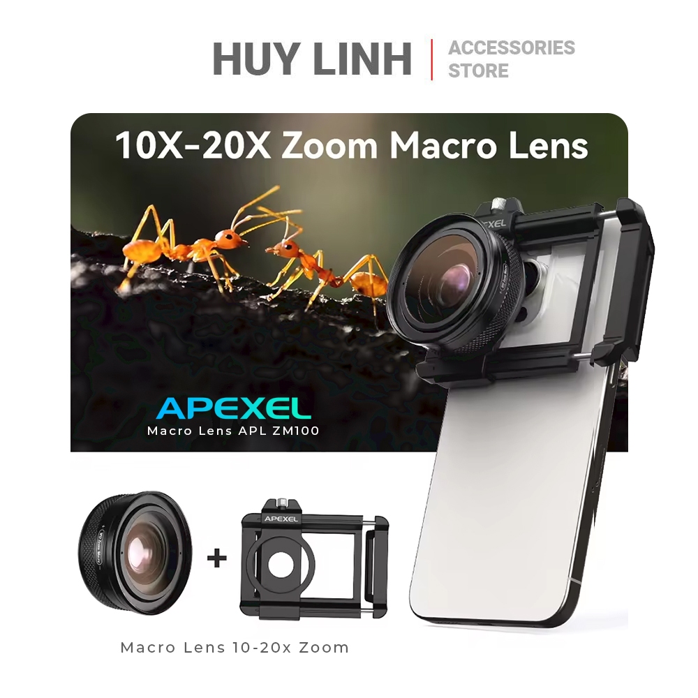 Objectif macro 10-20x pour smartphone / téléphone Apexel ZM-100, F1.05