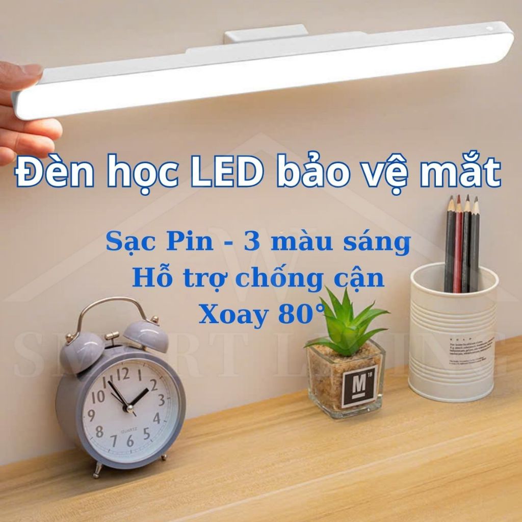 Đèn học LED đèn bàn học xoay 80° hỗ trợ chống cận bảo vệ mắt 3 màu sáng ...