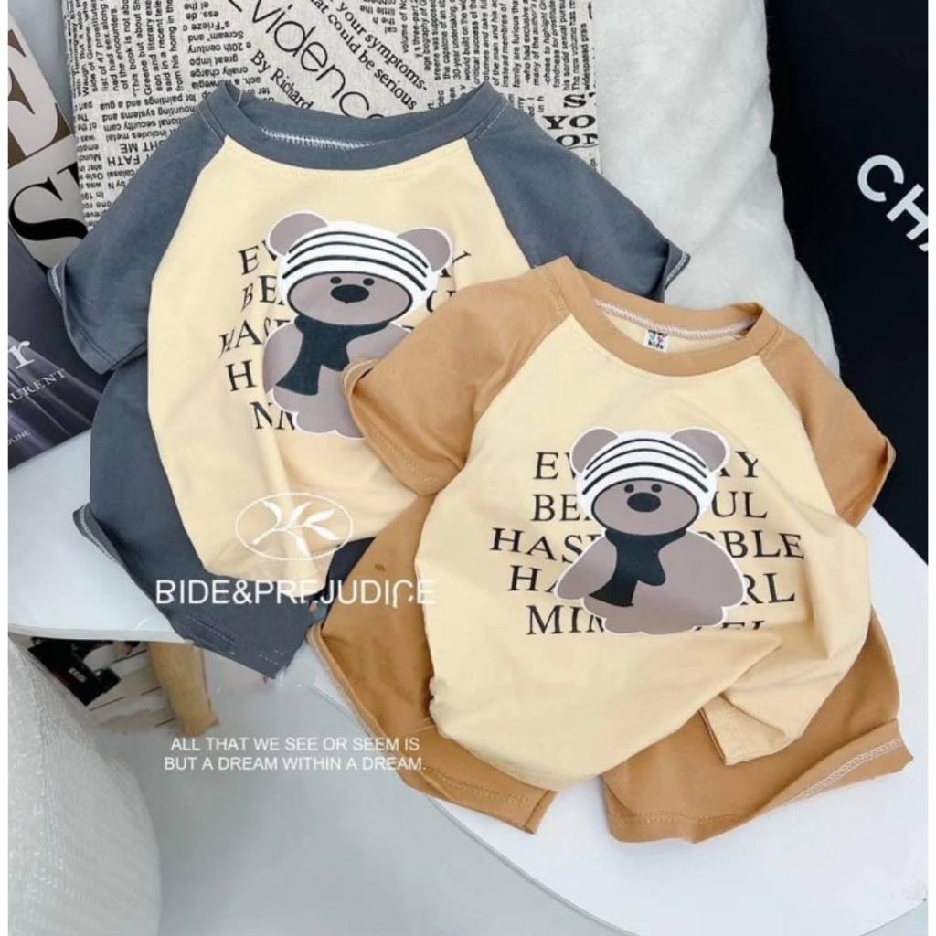 BỘ GẤU CỘC TAY QUÀNG KHĂN XÁM NÂU CHO BÉ SIZE 6-18KG