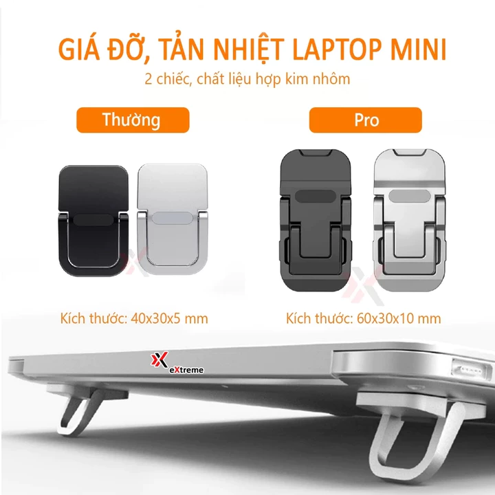 [1 Đôi] Giá Kê Tản Nhiệt Laptop Mini eXtreme GL1x01 Đối Lưu Không Khí, Đế Tản Nhiệt MacBook Heatsink